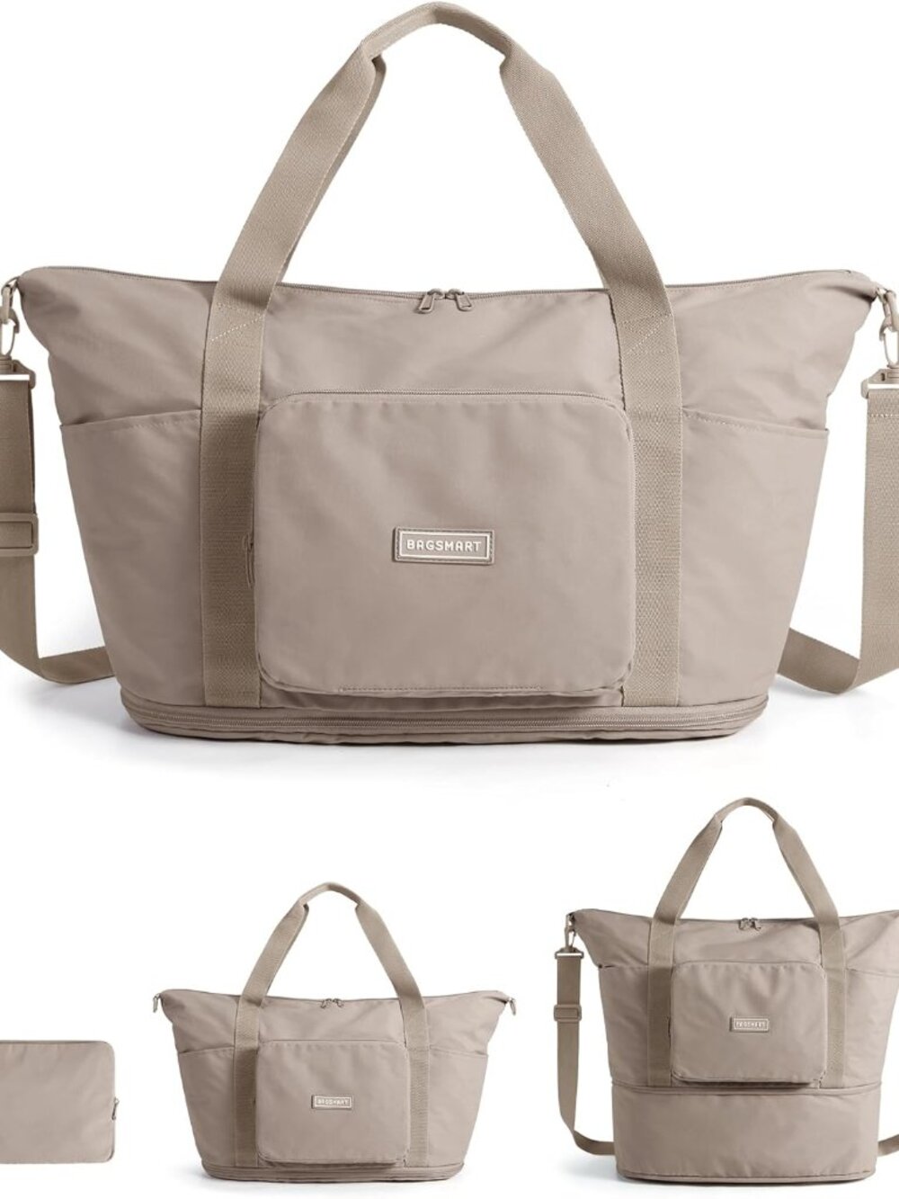 Foldable Travel Bag, 37L Duffle Bag for Travel, Expendable Carry on Weekender Du